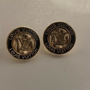 COPY - Upcycled Gold and black button stud earrings